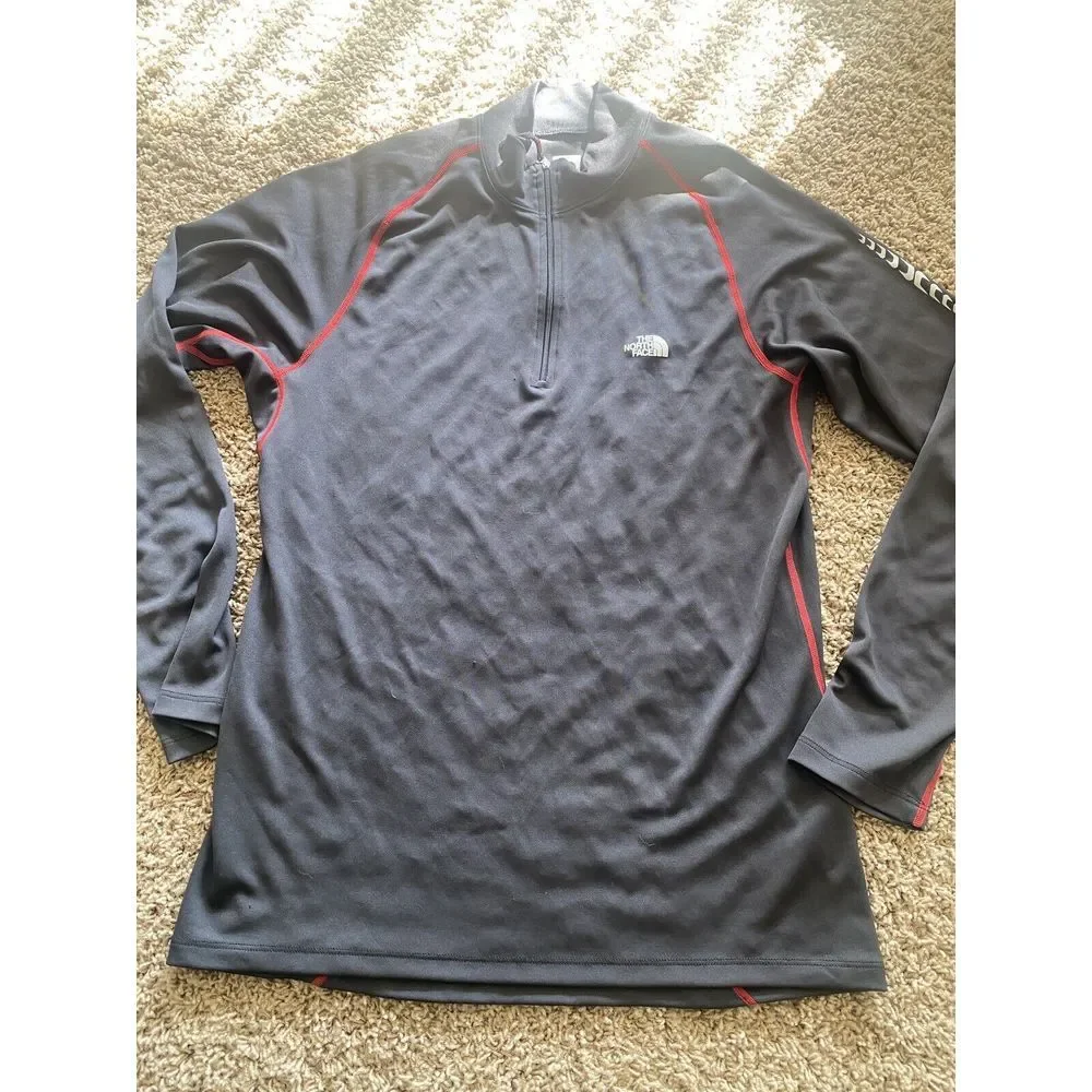 NORTH FACE Vapor Wick Shirt Men's XL Black Red‎ 1/4 Zip Long Sleeve